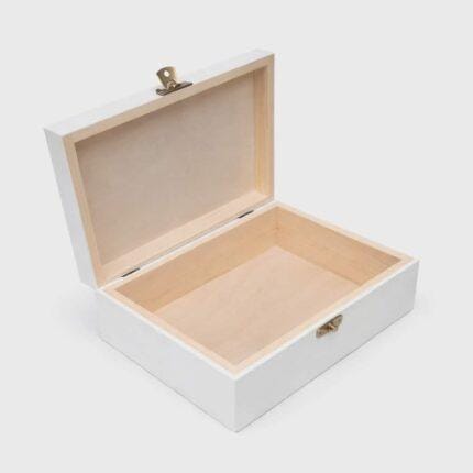 Pudełko drewniane białe 22×16×8 cm – z zatrzaskiem lub bez